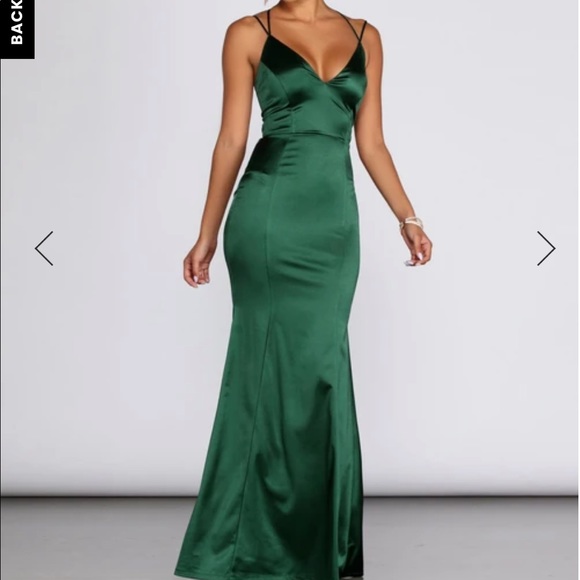 Windsor Green Satin Maxi Dress - Picture 1 of 9